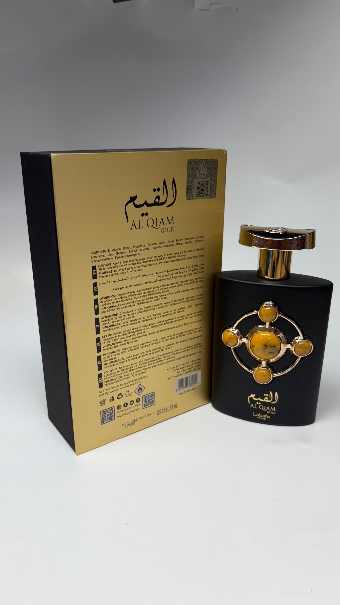 Lattafa Perfumes Al Qiam Gold para Eau de Parfum en espray unisex, 3.4oz
